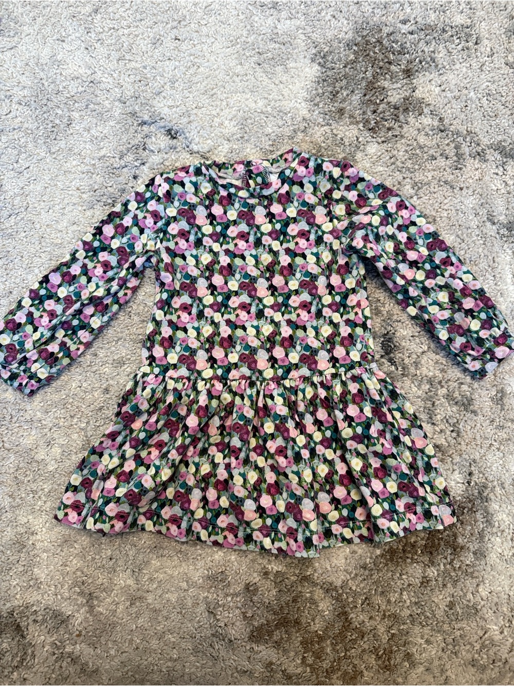 Mayoral Floral Long-Sleeve Dress in Pink and Green
